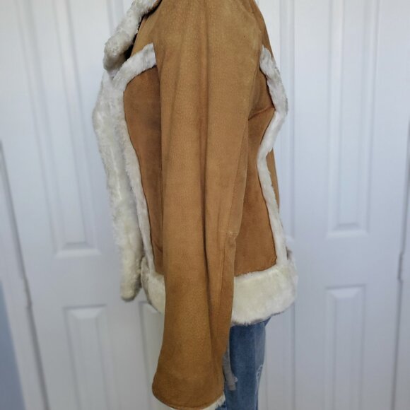 STEVE MADDEN Genuine Suede Leather Winter Coat Camel Color - Picture 5 of 16
